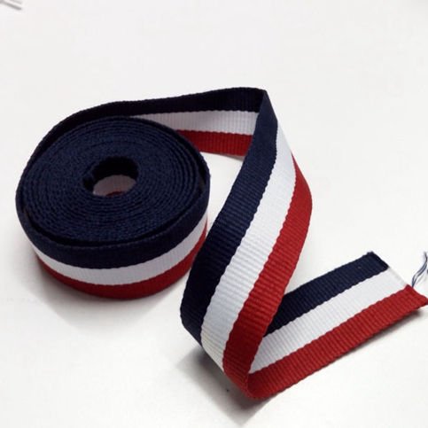 Fita de poliester azul, preto e branco